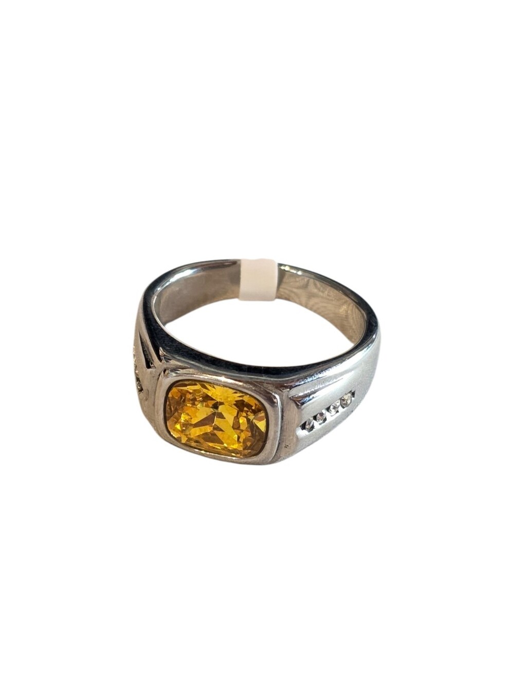 New Stainless Steel Ring With Yellow Cubic Zirconia Size 12 - Picture 3 of 5